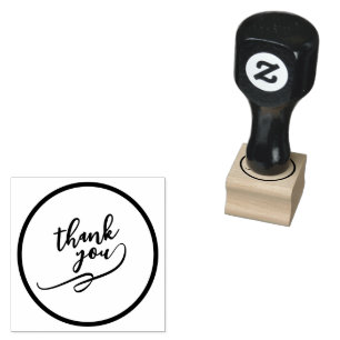Elegant Thank You Stamp Featuring Wood Art Style