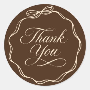 Elegant Thank You Sticker Calligraphy Bow Frame