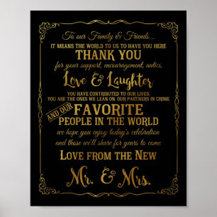 elegant Thank You table wedding signs gold