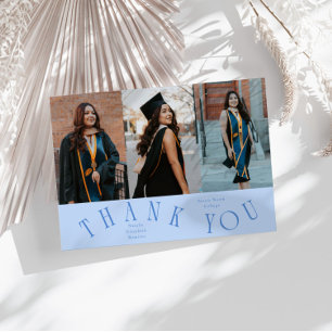 Elegant Thank You Typography Grad Photo Icy Blue Announcement