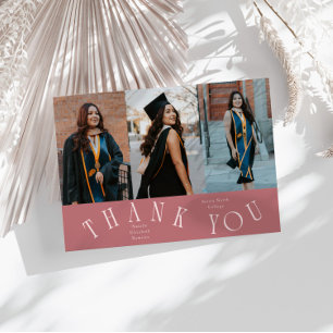 Elegant Thank You Typography Grad Photo Pink Announcement