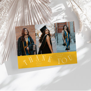 Elegant Thank You Typography Grad Photo Yellow Announcement