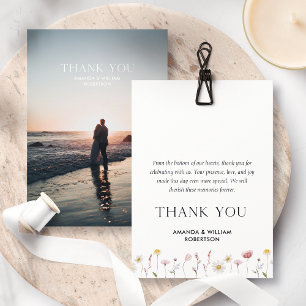 Elegant Thank You Wedding Card with Floral Design