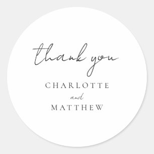 Elegant Thank You Wedding Classic Round Sticker