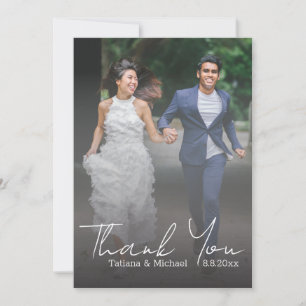 elegant thank you, wedding faded photo card
