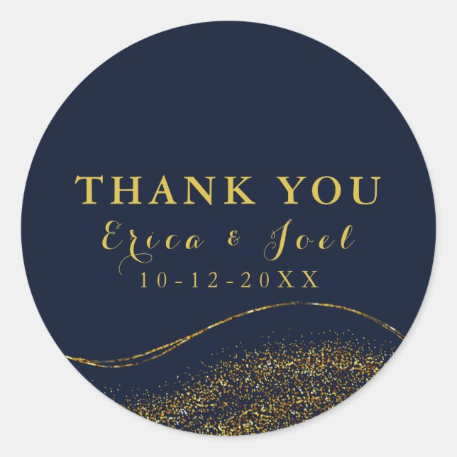 Elegant  Thank You Wedding Favour round sticker (Front)