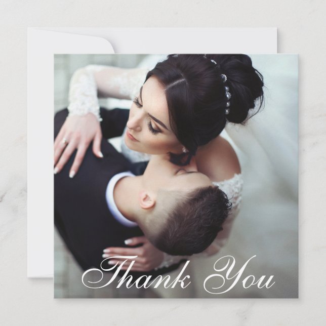 Elegant Thank You Wedding Photo Card Square (Front)