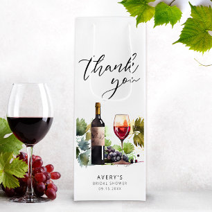 Elegant Thank You Wine Themed Bridal Shower Wine Gift Bag