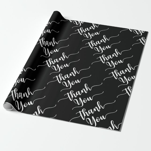 Elegant Thank You Wrapping Paper Pattern (Unrolled)