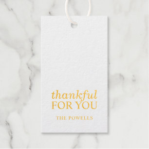 Elegant Thankful for You   Classy Thank You Gold Gift Tags