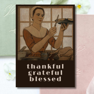 Elegant Thankful Grateful Blessed Thanksgiving  Holiday Card