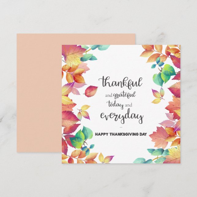 Elegant Thankful & Grateful with Colourful leaves  Invitation (Front/Back)