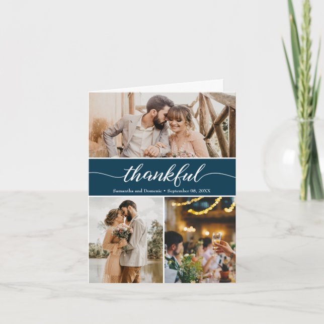  Elegant "Thankful" Personalised Wedding Thank You (Front)