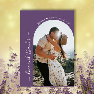 Elegant Thanks Script Mauve 2 Photo Arch Wedding  Thank You Card