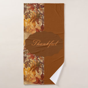 Elegant,Thanksgiving, Autumn Leaves,Rustic Bath Towel