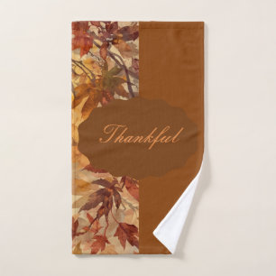 Elegant,Thanksgiving, Autumn Leaves,Rustic Hand Towel