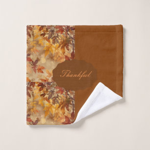 Elegant,Thanksgiving, Autumn Leaves,Rustic Wash Cloth
