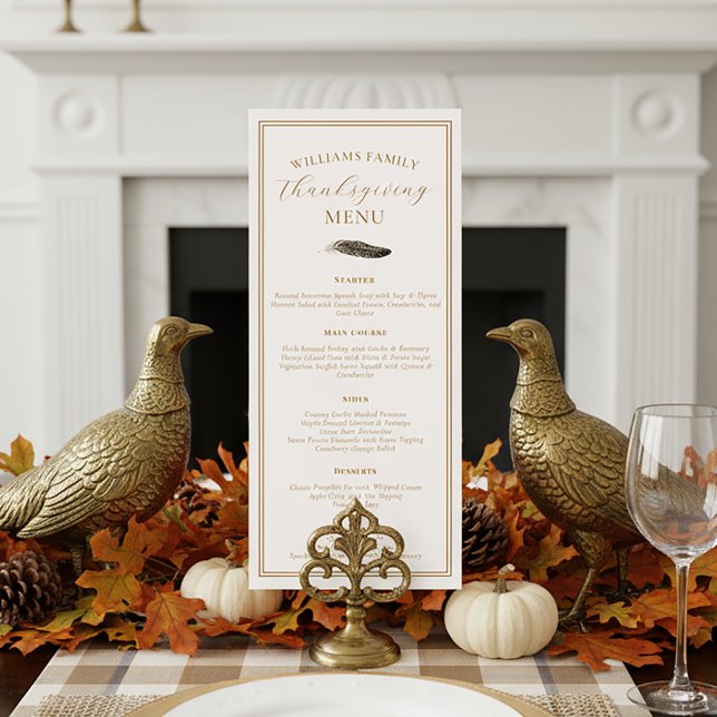 Elegant Thanksgiving Dinner Fall Pheasant Feather  Menu (Creator Uploaded)