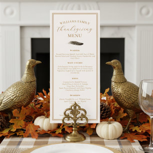 Elegant Thanksgiving Dinner Fall Pheasant Feather Menu