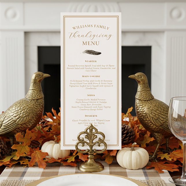 Elegant Thanksgiving Dinner Fall Pheasant Feather  Menu (Creator Uploaded)