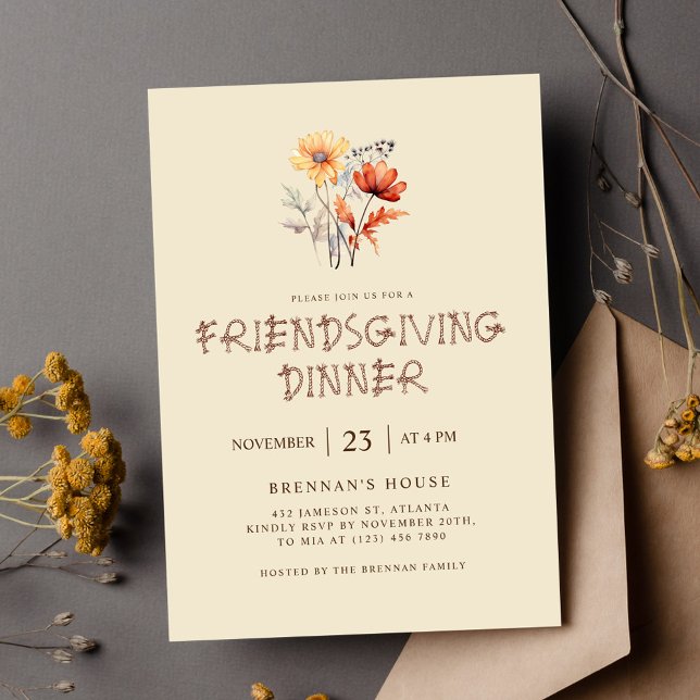 Elegant Thanksgiving Dinner Friendsgiving Feast Invitation (Elegant Thanksgiving Dinner Friendsgiving Feast Invitation)