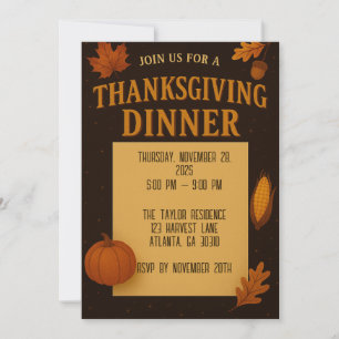 Elegant Thanksgiving Dinner Invitation 