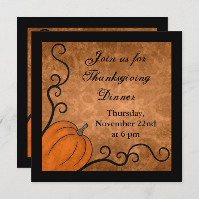 Elegant Thanksgiving dinner Invitation (Front/Back)