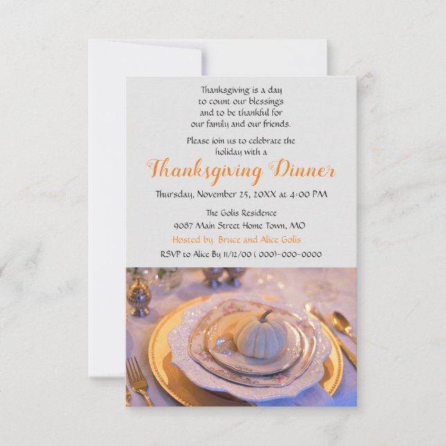 Elegant Thanksgiving Dinner Invitation (Front)