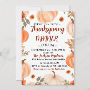 Elegant Thanksgiving Dinner Invitation Fall Family