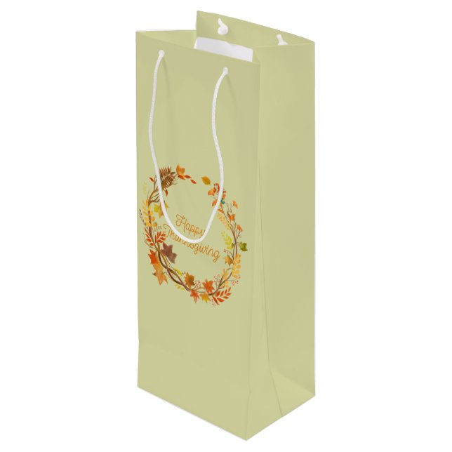 Elegant Thanksgiving Entertaining Wine Gift Bag (Back Angled)