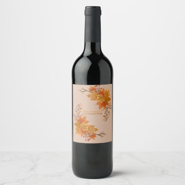 Elegant Thanksgiving Entertaining Wine Label (Front)