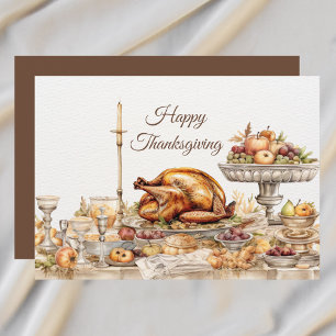 Elegant Thanksgiving Feast Happy Thanksgiving Holiday Card