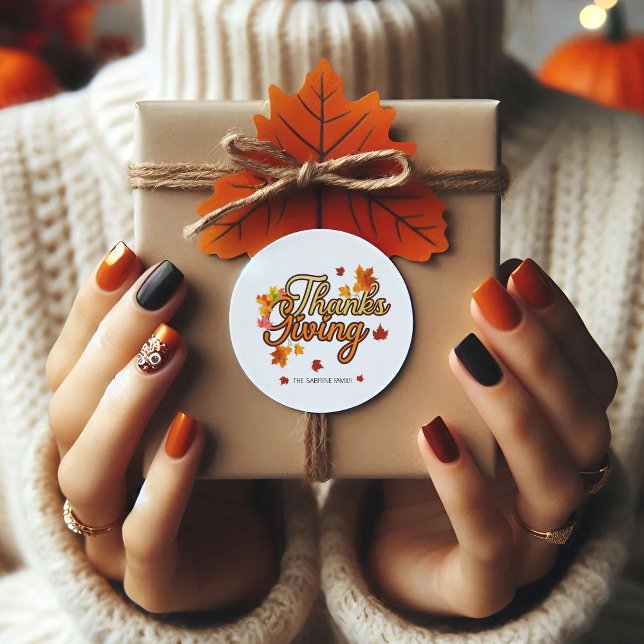 Elegant Thanksgiving foliage autumn fall  Classic Round Sticker (Creator Uploaded)
