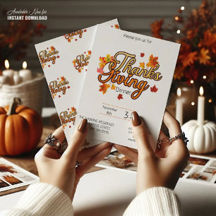Elegant Thanksgiving foliage autumn fall Invitation