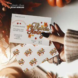 Elegant Thanksgiving foliage autumn fall  Invitation