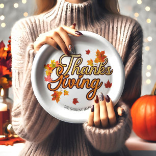 Elegant Thanksgiving foliage autumn fall  Paper Plate