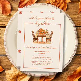 Elegant Thanksgiving Give Thanks Dinner Invitation