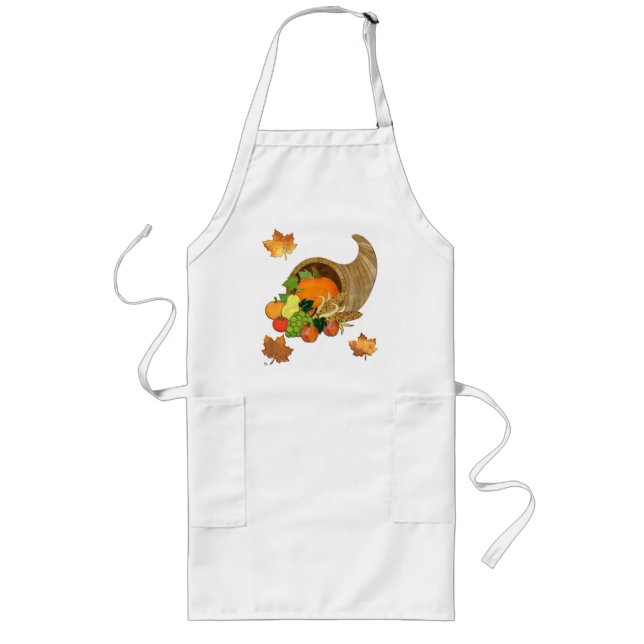 Elegant Thanksgiving Mixed Media Long Apron (Front)