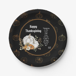 Elegant thanksgiving quote printed paper plate