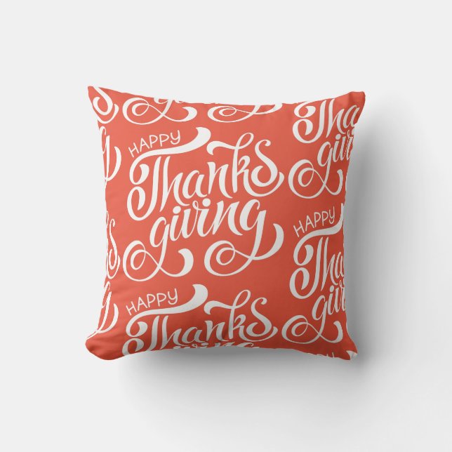 Elegant Thanksgiving Typography Cushion (Front)