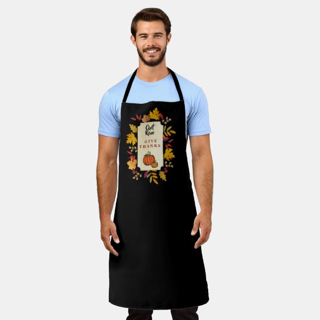 Elegant Thanksgiving with Pumpkin  Personalised Apron (Worn)