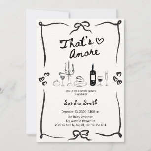 Elegant That's Amore Hand Drawn Bridal Shower  Invitation