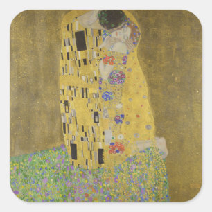 Elegant "The Kiss" Couple Square Sticker