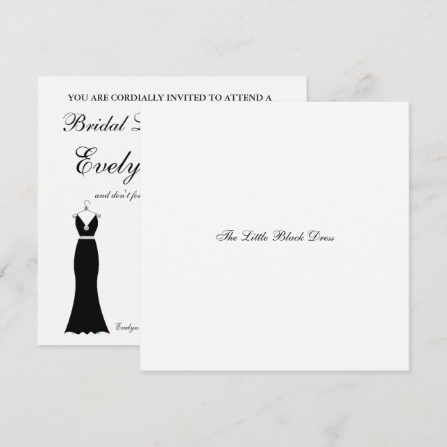 Elegant The Little Black Dress Bridal Shower Party Invitation (Front/Back)