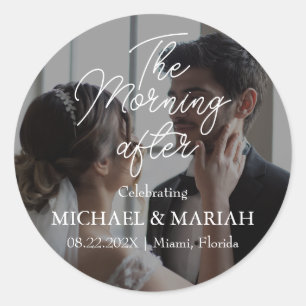 Elegant The Morning After Rehearsal Dinner Photo Classic Round Sticker