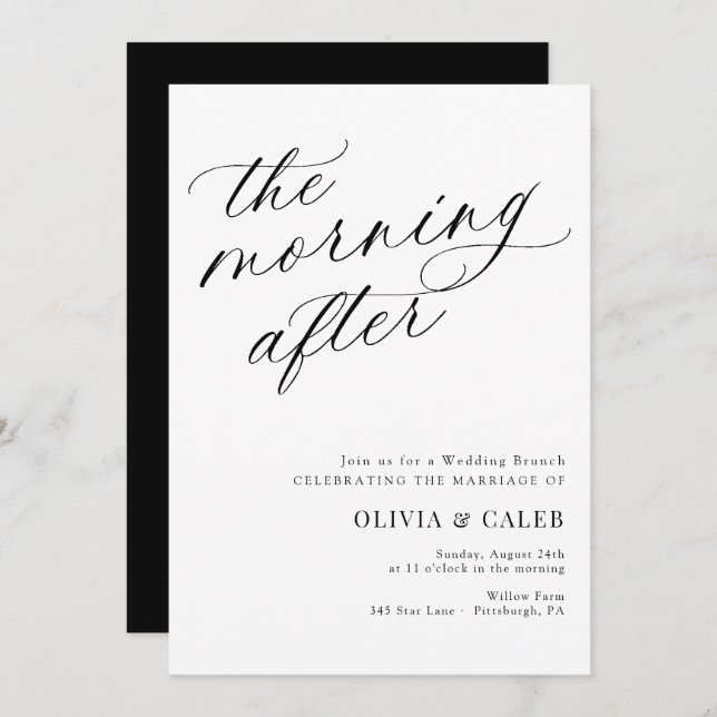 Elegant The Morning After Wedding Brunch Invitation (Front/Back)