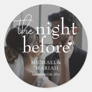 Elegant The Night Before Rehearsal Dinner Photo Classic Round Sticker