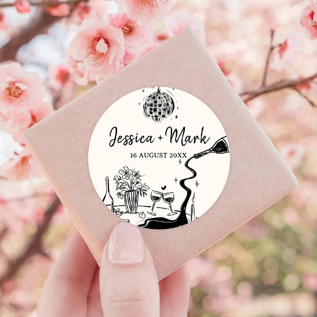 Elegant The Night Before Wedding Classic Round Sticker (Creator Uploaded)