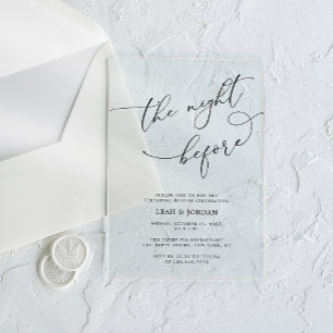 Elegant The Night Before Wedding Rehearsal Dinner Acrylic Invitations