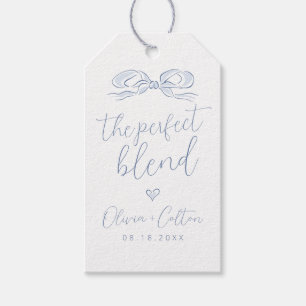 Elegant The Perfect Blend Blue Bow Bridal Shower Gift Tags